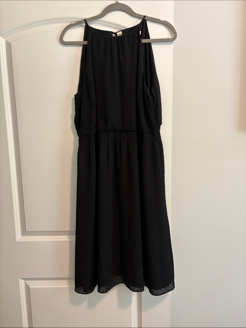 White House Black Market Black Sleeveless Midi Dress with Cinched Waist